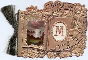 David Pearson: Gold embossed greetings card with initial M
