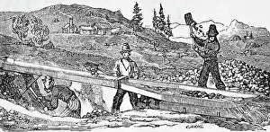 Miner: Gold Miners Using Long Tom, California, 1858