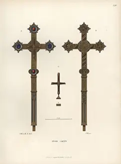 Amethysts: Gold-plated silver cross decorated with rubies