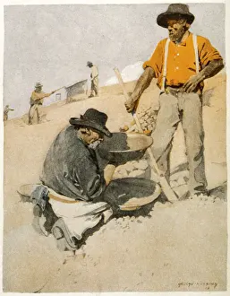 Prospector: Gold prospectors panning in Australia
