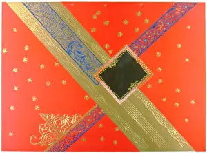 Abstracts: Gold and red abstract art deco line design