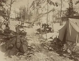 Goldfields: Gold seekers encampment with tents along a
