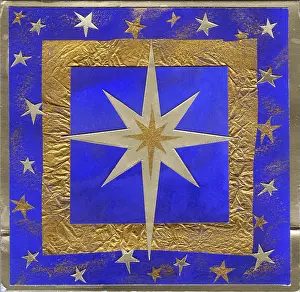 Gold Star in gold square on blue background