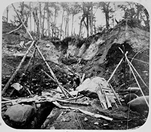 Magellan: Gold washing at gold mine, Sandy Point, Strait of Magellan