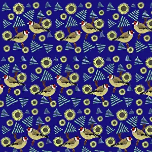 Repeating: Goldfinches and sunflowers