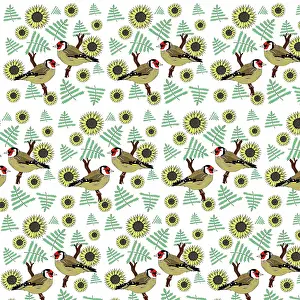 Repeating: Goldfinches and sunflowers