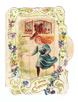 Goldilocks: Goldilocks and three bears on a Christmas card