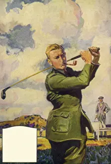 Backswing: Golfer with Pipe