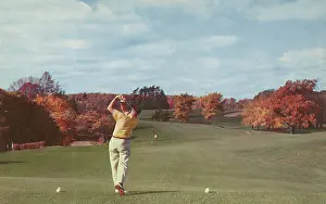 Vivid: Golfer Plays in Autumn
