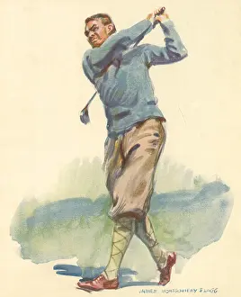 Flagg: Golfer Swinging
