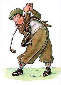Backswing: Golfer taking backswing with broken club