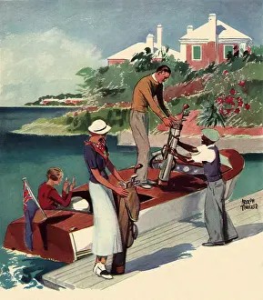 Golfers: Golfers get off Boat