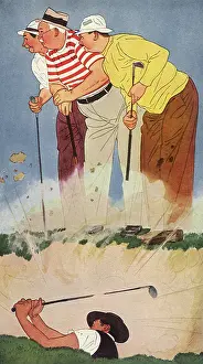 Golfers: Golfers watch Ball fly out of Sand Trap