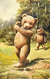 Golfing: Golfing scene with teddy bears