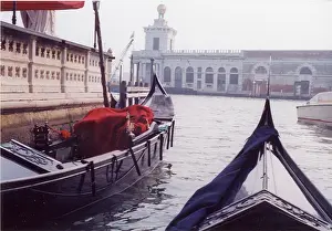 Gondolas: Gondolas on a canal, Venice