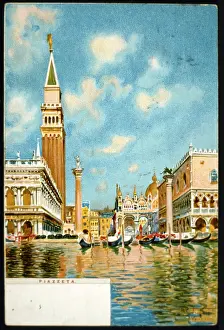 Campanile: Gondolas at the Piazzetta, Venice, Italy