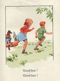 Hardback: Good-bye! Good-bye! Illustration from Janet and John Book