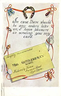 Jokey: Good Luck card from an imaginary midwife