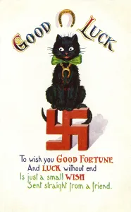 Superstitions: Good Luck Kitten on Swastika