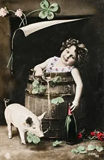 Wineglass: Good Luck postcard