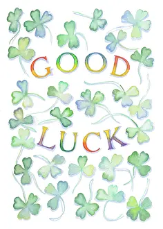 Clovers: Good Luck with scattered clover leaves