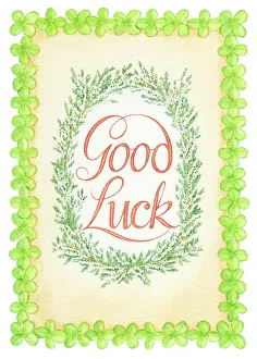 Four Leaf: Good Luck with white heather & four-leaf clover