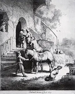 1633: The Good Samaritan at the Inn, by Rembrandt