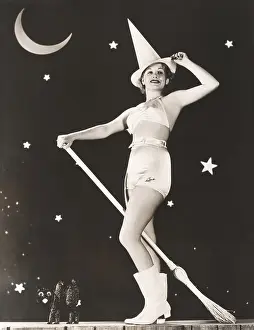 Broomstick: Good witch on her broomstick