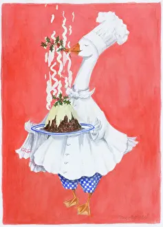 Elspeth: Goose Chef with Christmas pudding