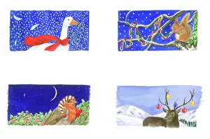 Baubles: Goose, Squirrel, Robin, Stag - Christmas designs