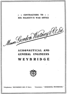 Watney: Gordon Watney, Weybridge. Aeronautical Engineers