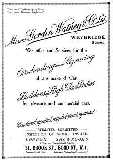 Watney: Gordon Watney, Weybridge. Engine Builders. Coach Builders
