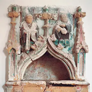 Kastl: Gothic door cap with depiction of monks