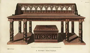 Furniture Designer: Gothic side table and cellaret designed by John Taylor