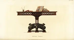 Griffins: Gothic table for a library or study