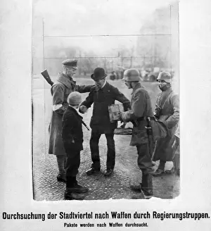 Reinhard: Government troops checking the identity of people, 1919