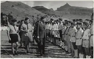 Rennie: Governor inspecting scouts at a rally, Mauritius