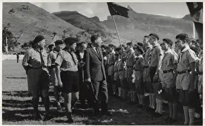 Rennie: Governor inspecting scouts at a rally, Mauritius