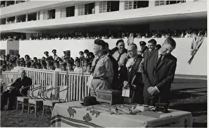 Rennie: Governor, Mayor and Scouts at a rally, Mauritius