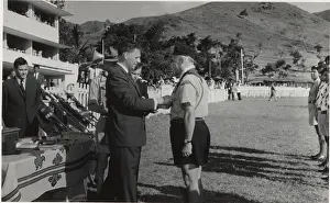 Acorn: Governor and scouting leader at a rally, Mauritius