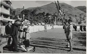 Rennie: Governor and scouts at a rally, Mauritius