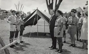 Rennie: Governor viewing exhibition of works, Mauritius