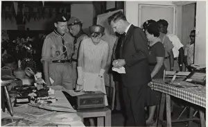 Rennie: Governor viewing exhibition of works, Mauritius