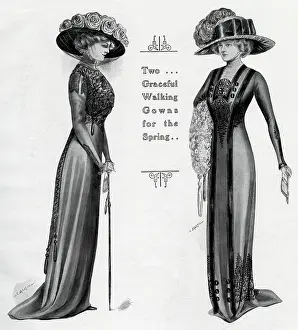 Neckline: Graceful walking gowns for the Spring 1909