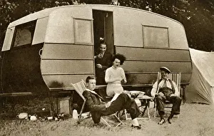Peeling: Gracie Fields, singer and actress, outside her caravan