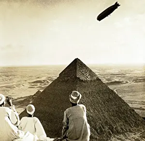 Stereograph: Graf Zeppelin Over Giza Pyramids, Egypt, 1931