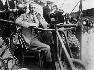 Anchorman: Graham McNamee (1888-1942), in his box at ?