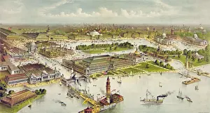 C1892: Grand birds-eye view of the grounds and buildings of the gre