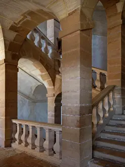 Stairwell: Grand staircase, Chateau de Cormatin, Saone-et-Loire, France