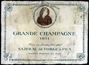 1810s: Grande Champagne wine bottle label
